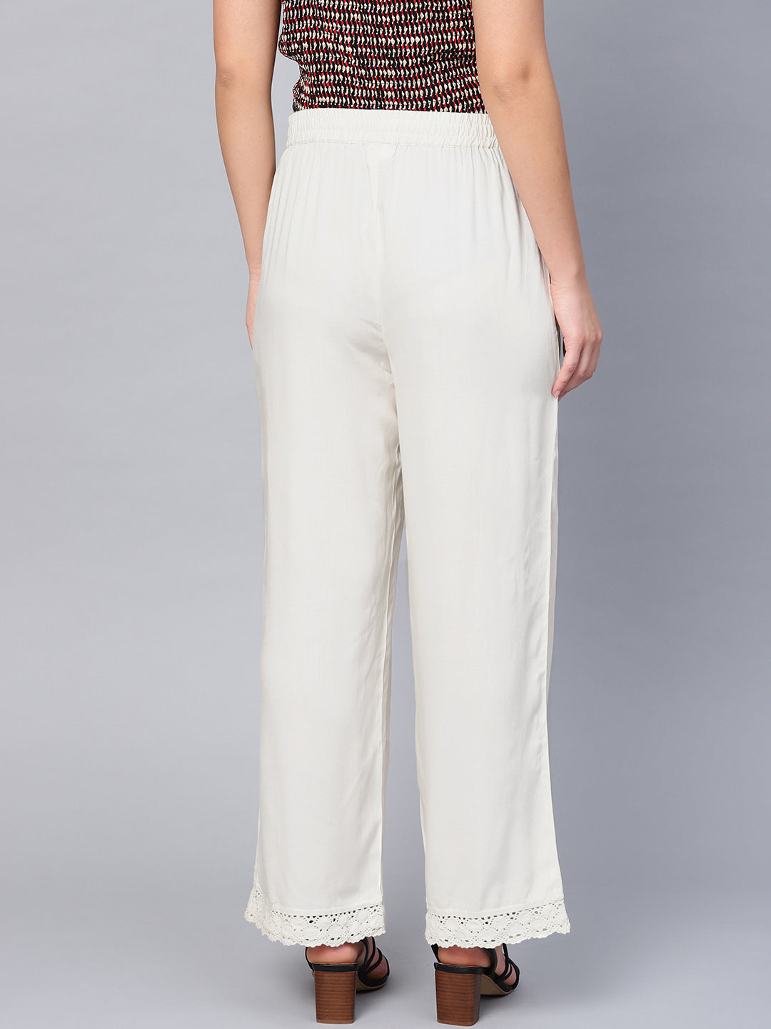 Juniper Women Offwhite Rayon Solid Wide Leg Palazzo - Distacart