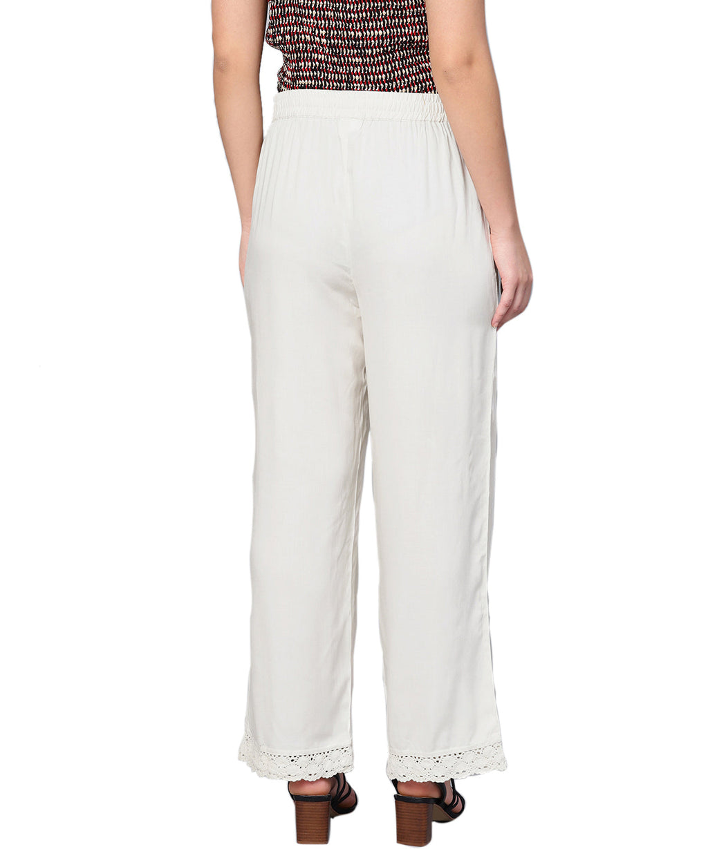 Juniper Women Offwhite Rayon Solid Wide Leg Palazzo - Distacart