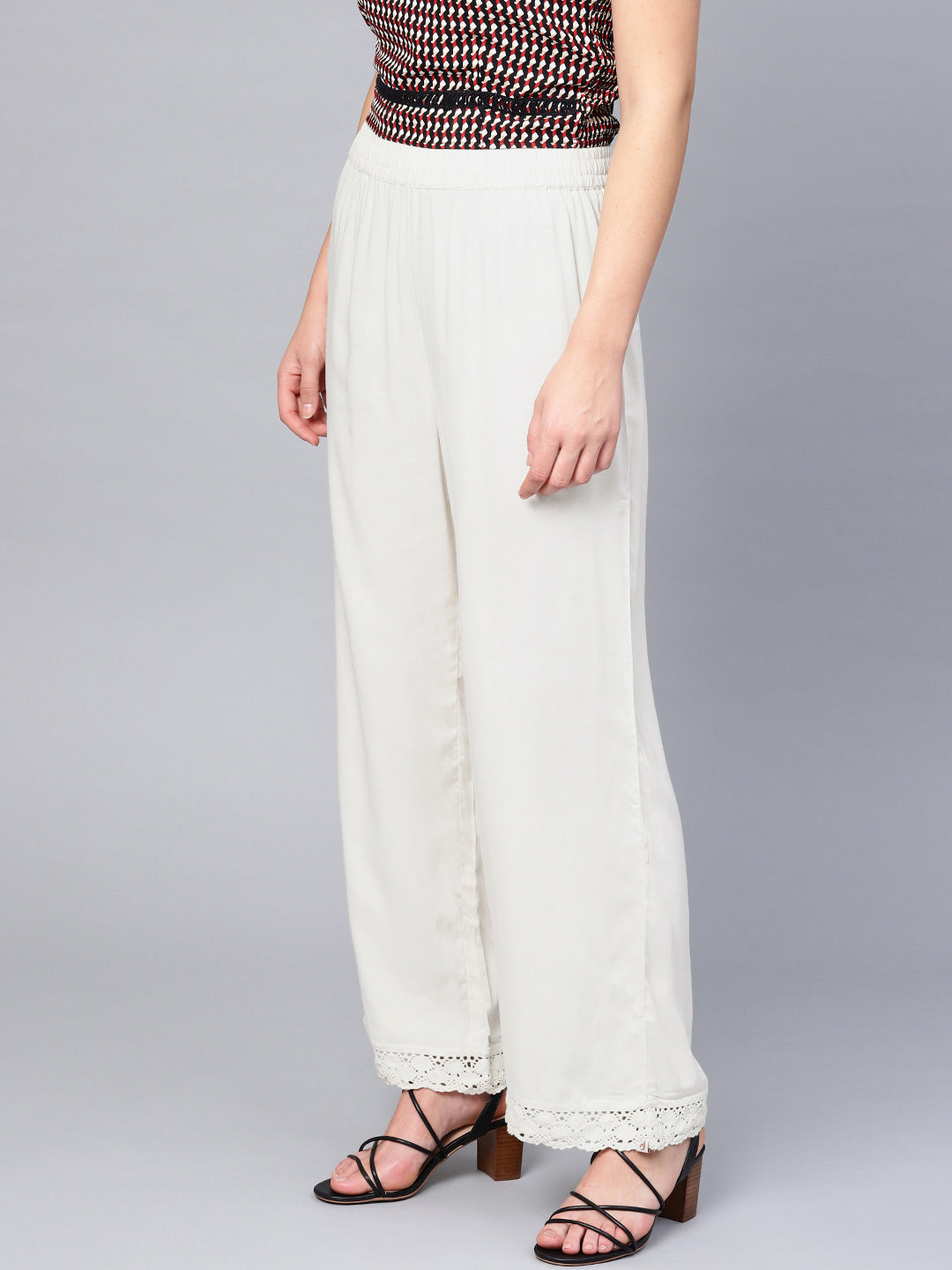 Juniper Women Offwhite Rayon Solid Wide Leg Palazzo - Distacart