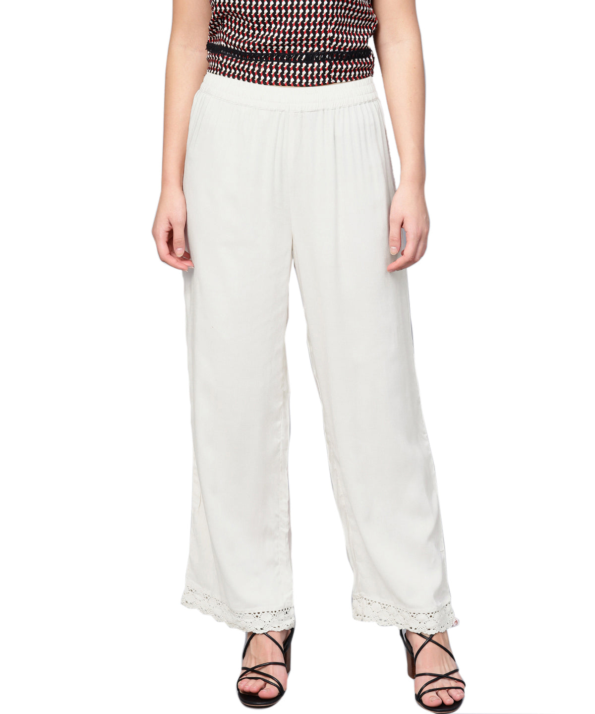 Juniper Women Offwhite Rayon Solid Wide Leg Palazzo - Distacart