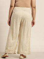 Juniper Women Beige Rayon Solid Wide Leg Palazzo - Distacart