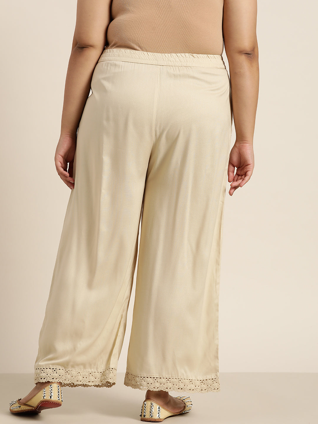 Juniper Women Beige Rayon Solid Wide Leg Palazzo - Distacart