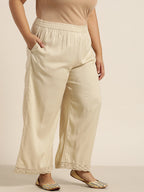 Juniper Women Beige Rayon Solid Wide Leg Palazzo - Distacart