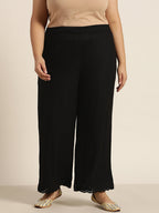 Juniper Women Black Rayon Solid Wide Leg Palazzo - Distacart