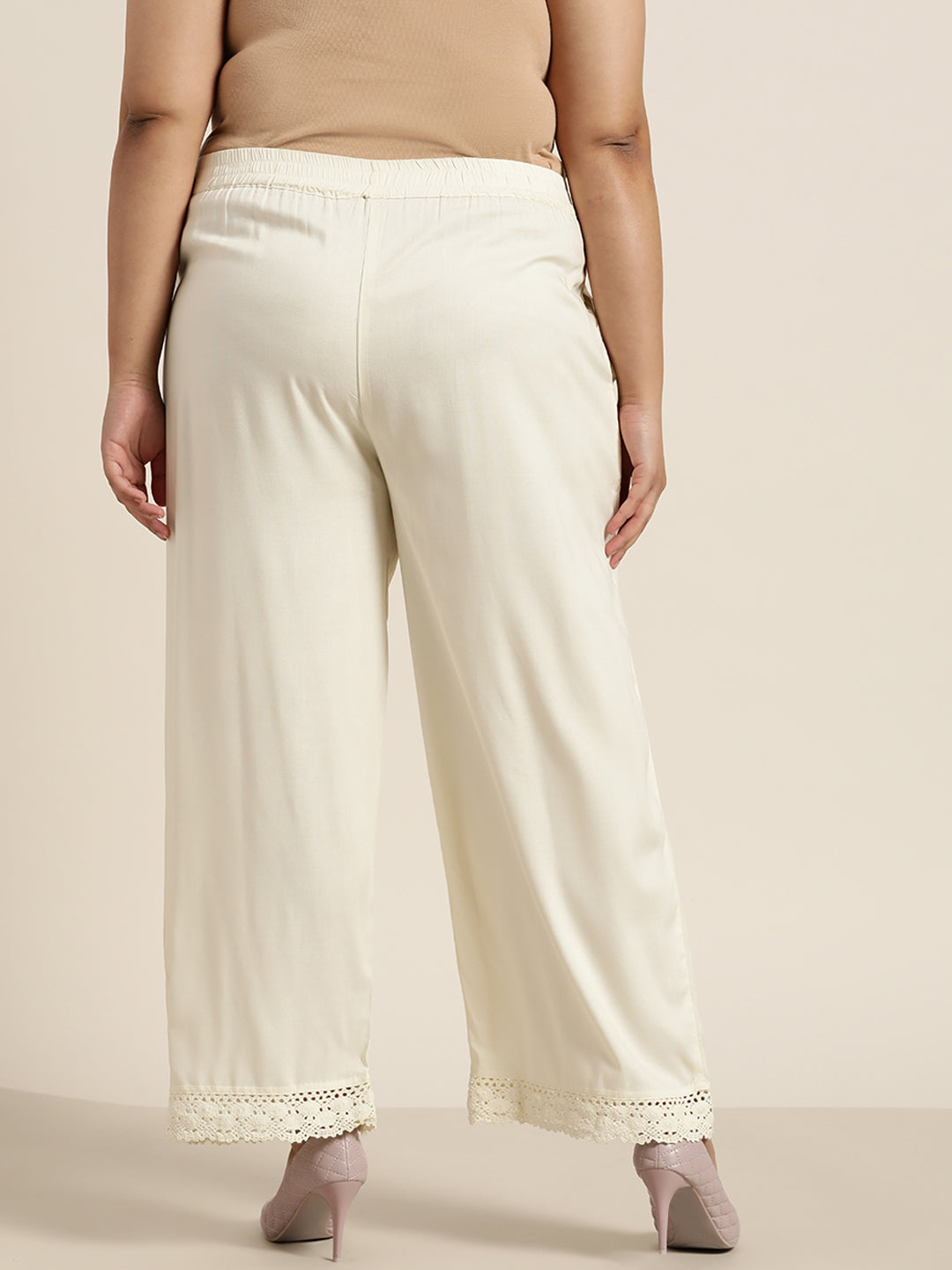 Juniper Women Offwhite Rayon Solid Wide Leg Palazzo - Distacart