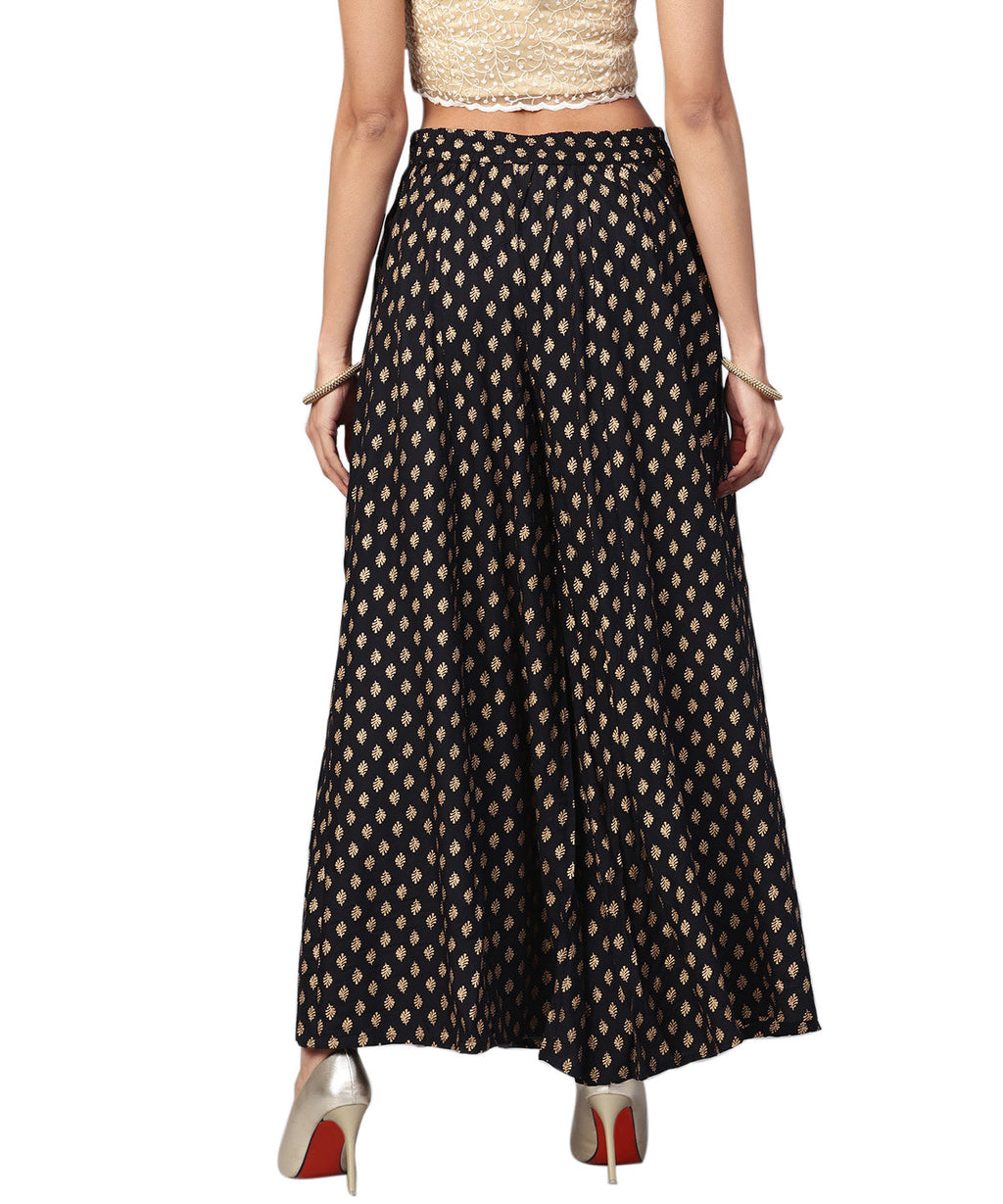 Juniper Women Black Rayon Printed Flared Palazzo - Distacart