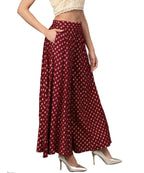 Juniper Women Maroon Rayon Printed Flared Palazzo - Distacart