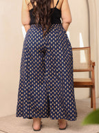 Juniper Navy Blue Ethnic Motif Printed Rayon Flared Women Palazzo With One Pocket - Distacart
