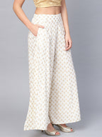 Juniper Women Offwhite Rayon Printed Flared Palazzo - Distacart