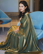 Lorenvalley Fashion Sheded Green Fendy Silk Wedding And Partywear Saree