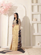 Shivam Fabrics Beige Lichi Patta Fabric Printed Saree - Distacart