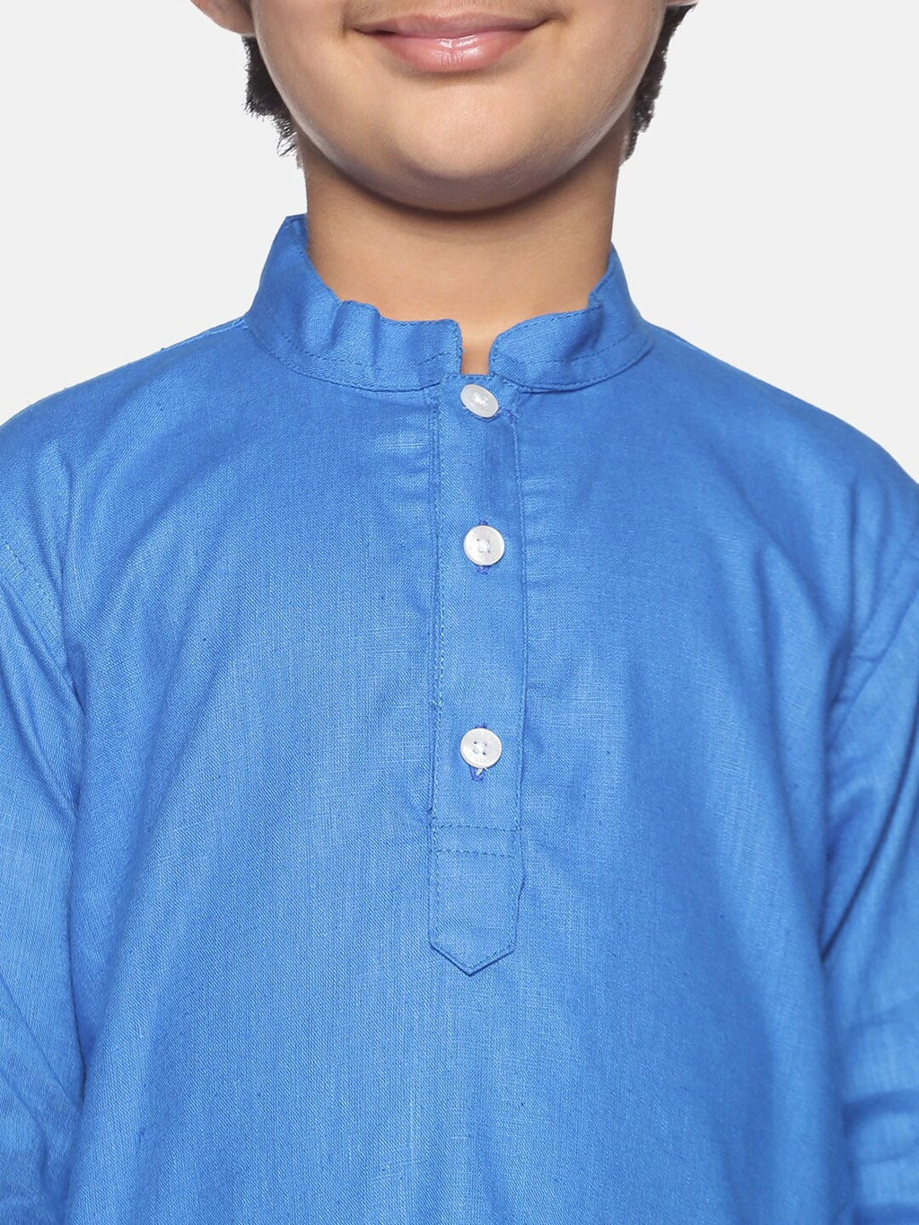 Sethukrishna Boys Blue & White Pure Cotton Kurta with Churidar