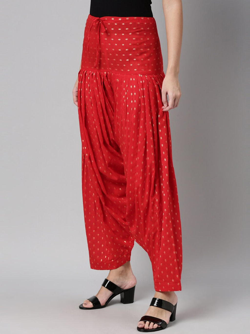 Souchii Red & Gold-Coloured Woven Design Pure Cotton Patiala - Distacart