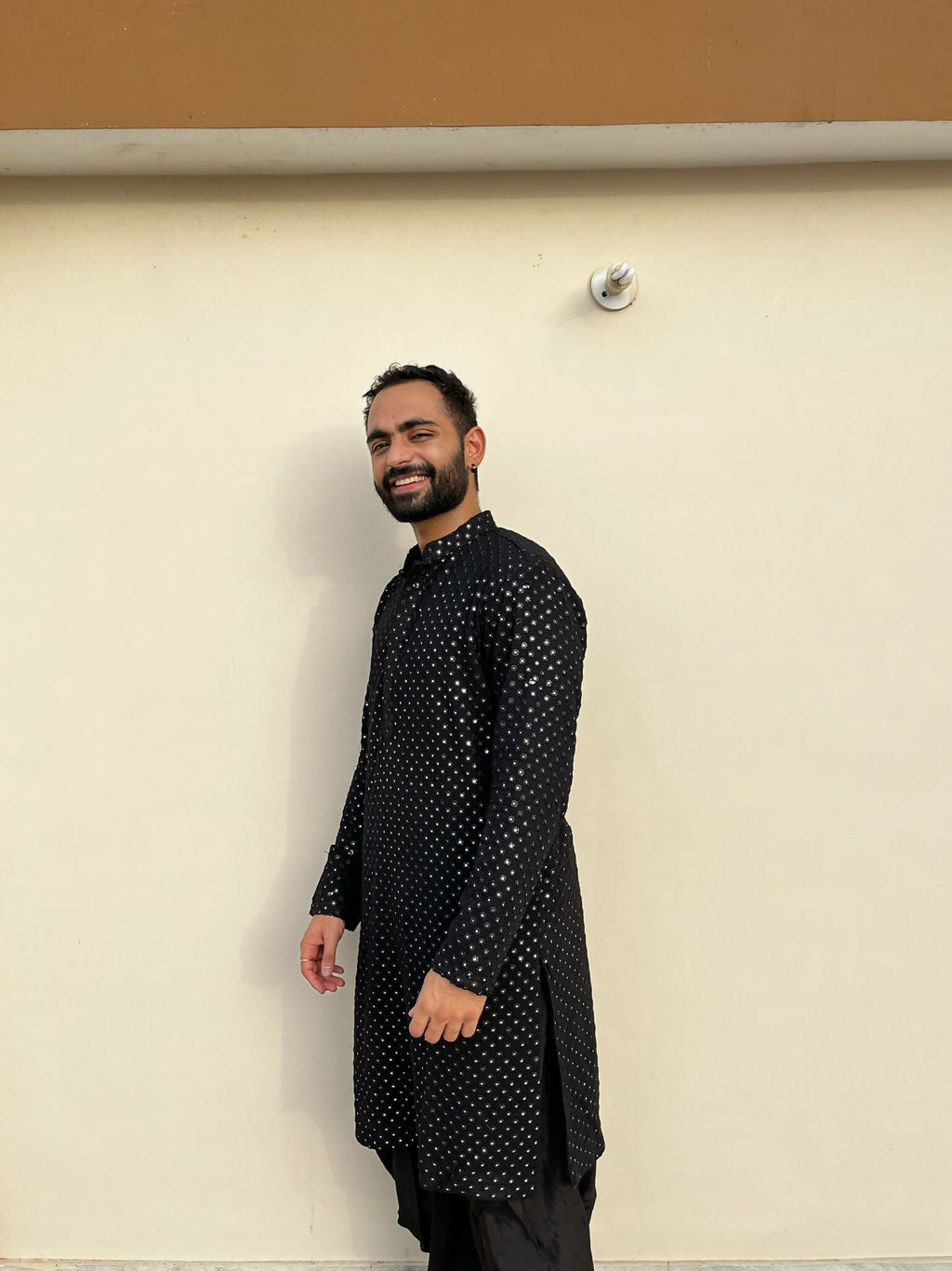 Black Mirror Work Kurta by Hilo Design