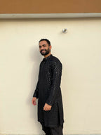 Black Mirror Work Kurta by Hilo Design