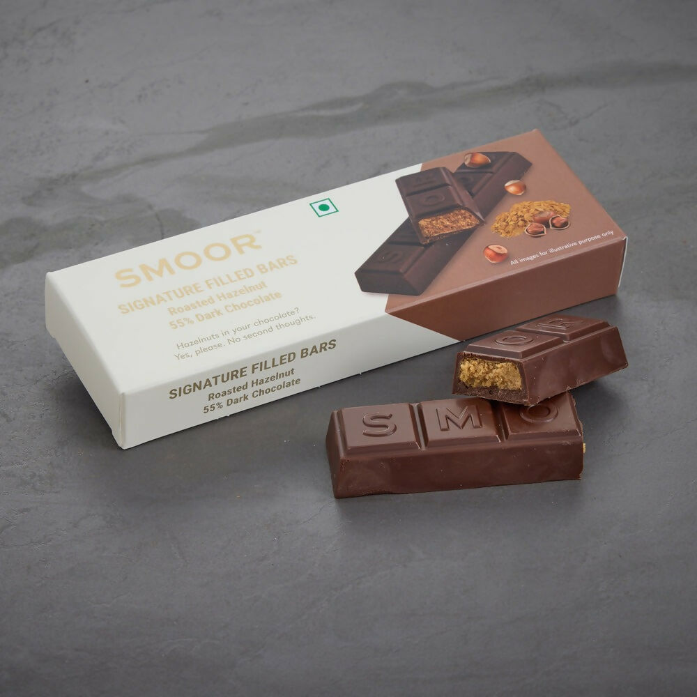 Smoor Signature Filled Bars Roasted Hazelnut Bars 55% Dark Chocolate - Distacart