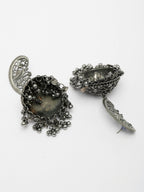 NVR Women's Silver-Plated Oxidised Dome Shaped Jhumka Earrings - Distacart