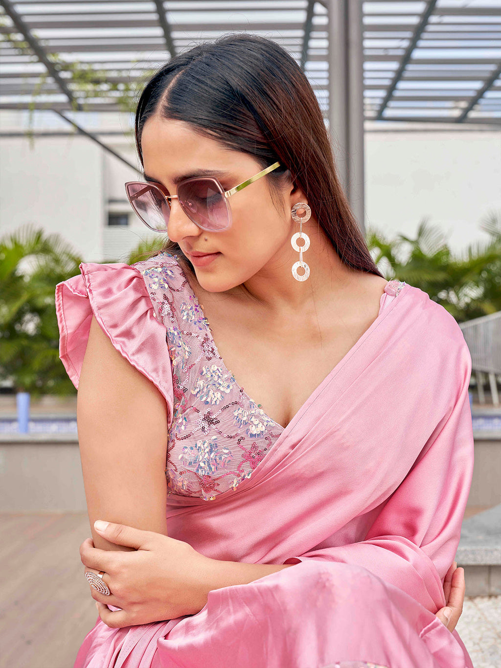 Tikhi Imli Sequinned Satin Ready to Wear Saree - Distacart