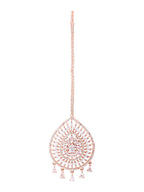 Yellow Chimes Rose Gold-Plated Ad Stone-Studded Maang Tikka - Distacart