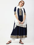 Cheera Embellished Party Wear Anarkali Dress - Navy Blue