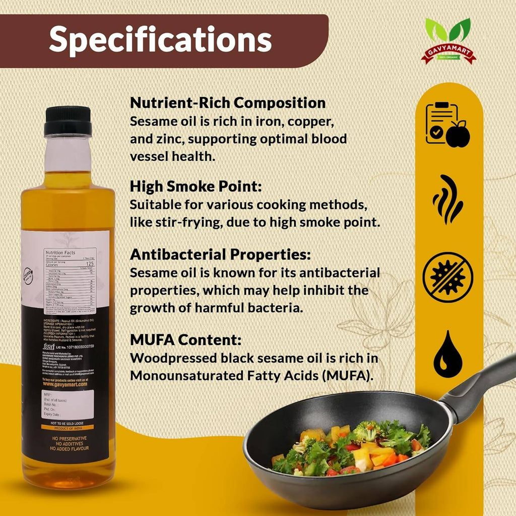 Gavyamart Wood Pressed Black Sesame Oil - Distacart