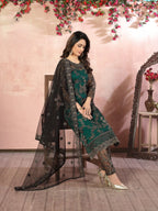 Anaita Green Embroidered Net Salwar Suit - Distacart