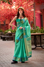 Anaita Light Green Designer Weaving Pure Silk Saree With Blouse - Distacart