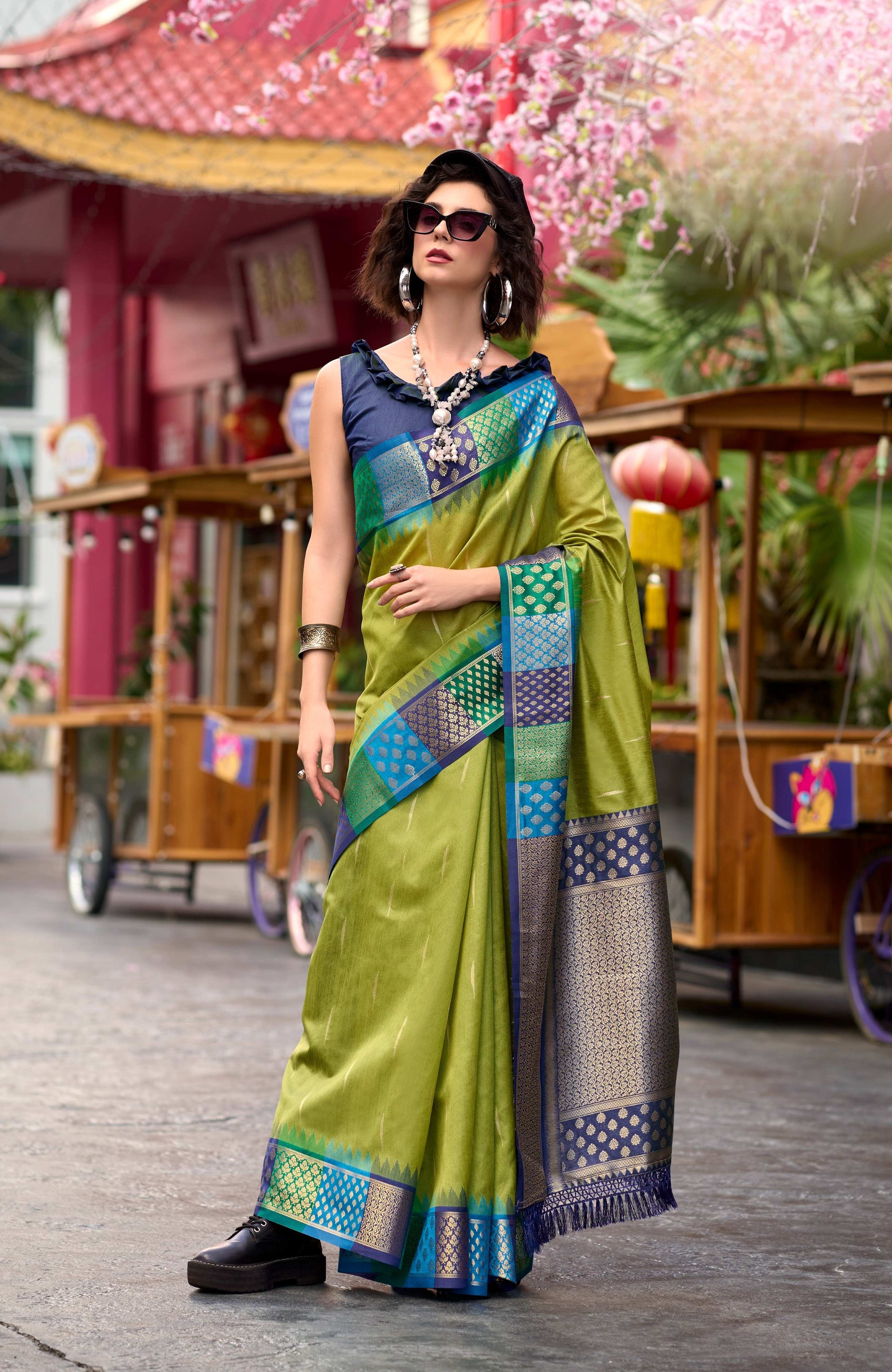 Anaita Green Designer Weaving Pure Silk Saree With Blouse - Distacart