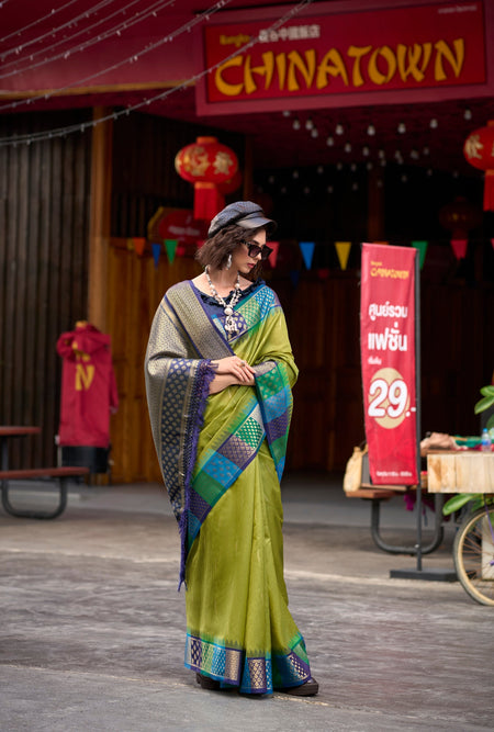 Anaita Green Designer Weaving Pure Silk Saree With Blouse