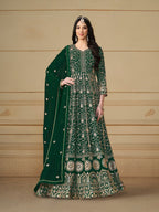 Anaita Green Embroidered Faux Georgette Anarkali Suit - Distacart