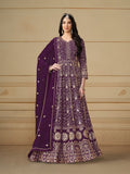 Anaita Purple Embroidered Faux Georgette Anarkali Suit - Distacart