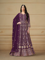 Anaita Purple Embroidered Faux Georgette Anarkali Suit - Distacart