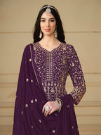 Anaita Purple Embroidered Faux Georgette Anarkali Suit - Distacart