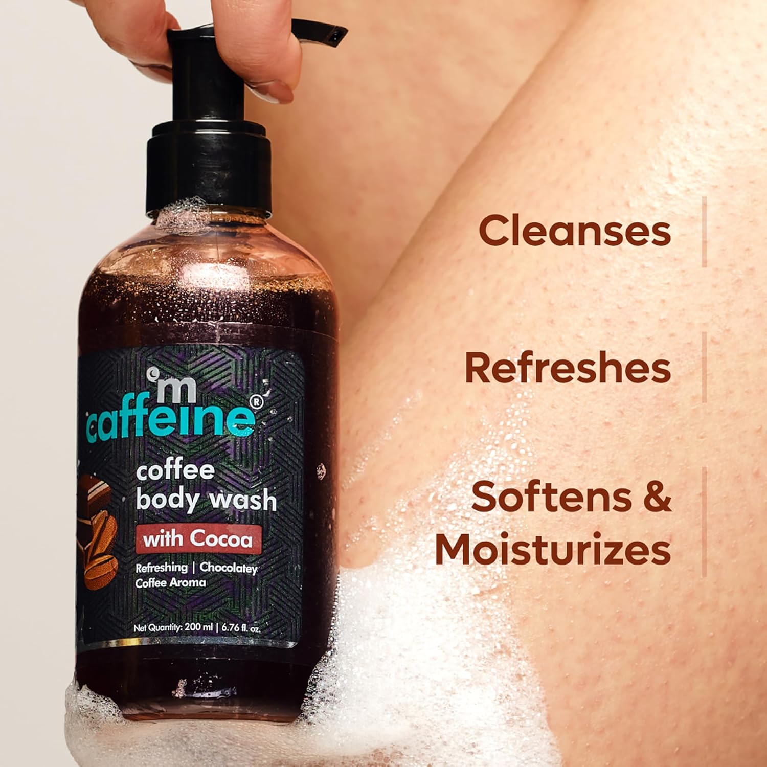 mCaffeine Coffee Body Wash with Cocoa for Refreshed & Moisturized Skin