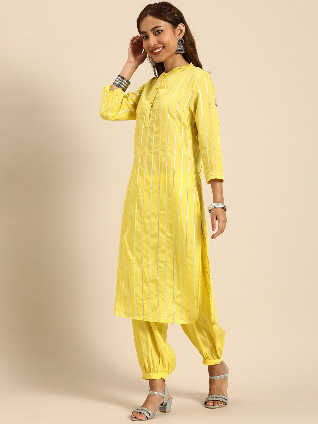 Sangria Women Chanderi Silk Kurta With Salwar & With Dupatta
