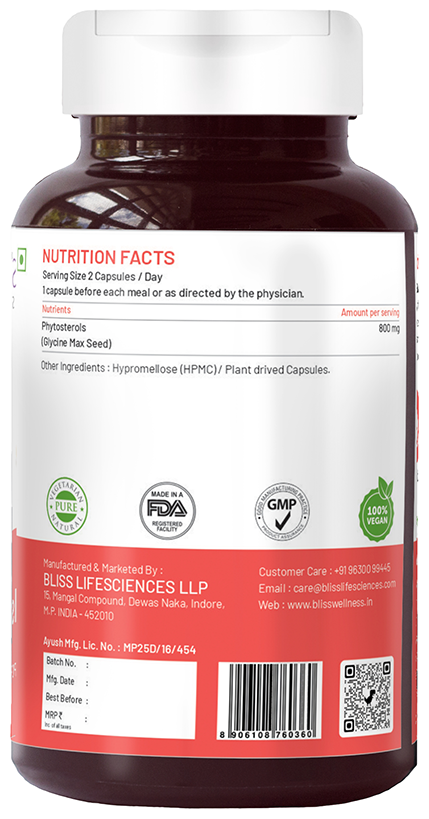 bliss welness heart health phytosterols high potency lipid support veg capsule