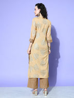 All About You Beige Floral Printed Regular Gotta Patti Liva Kurta With Palazzos