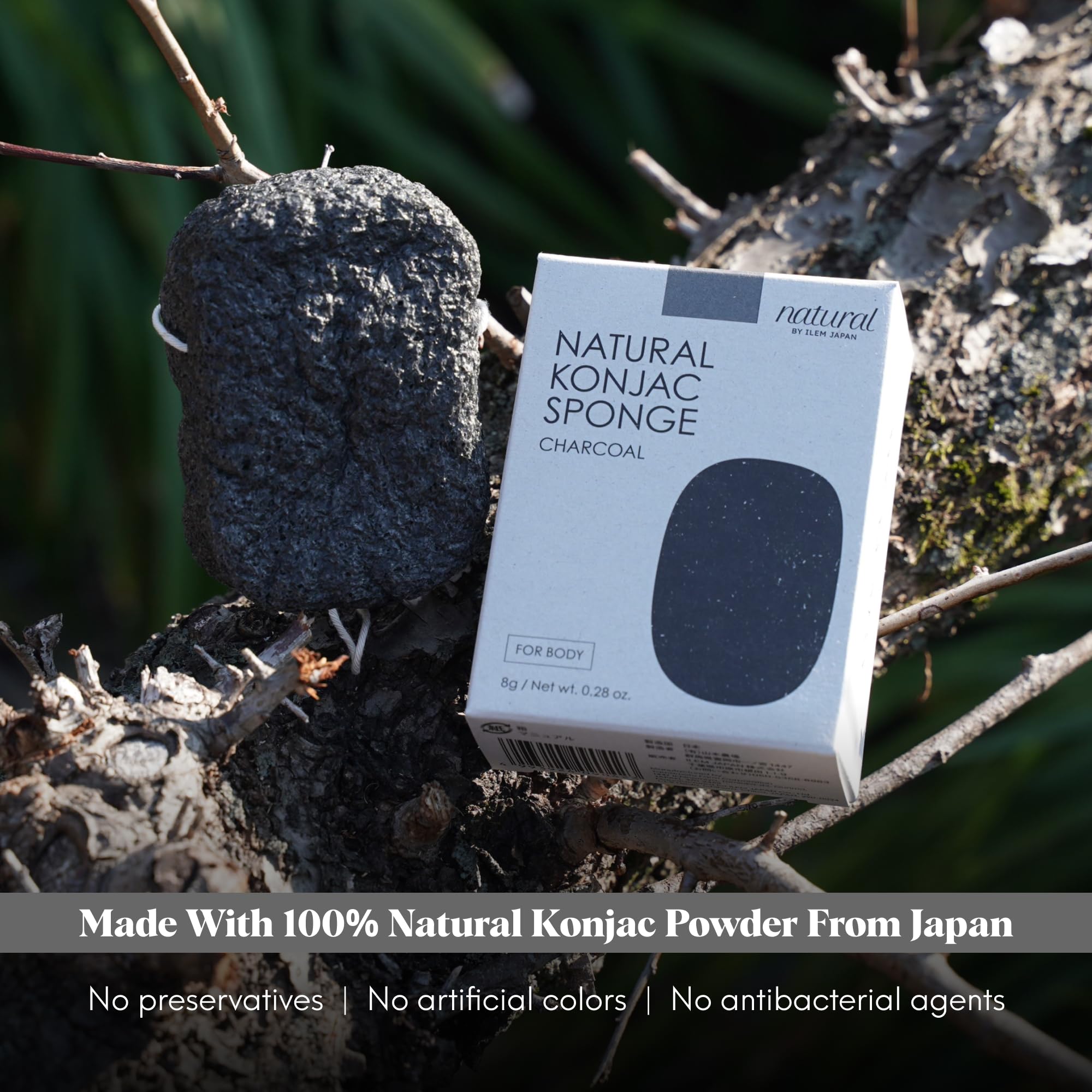 ILEM JAPAN Natural Konjac Sponge Body (Charcoal)