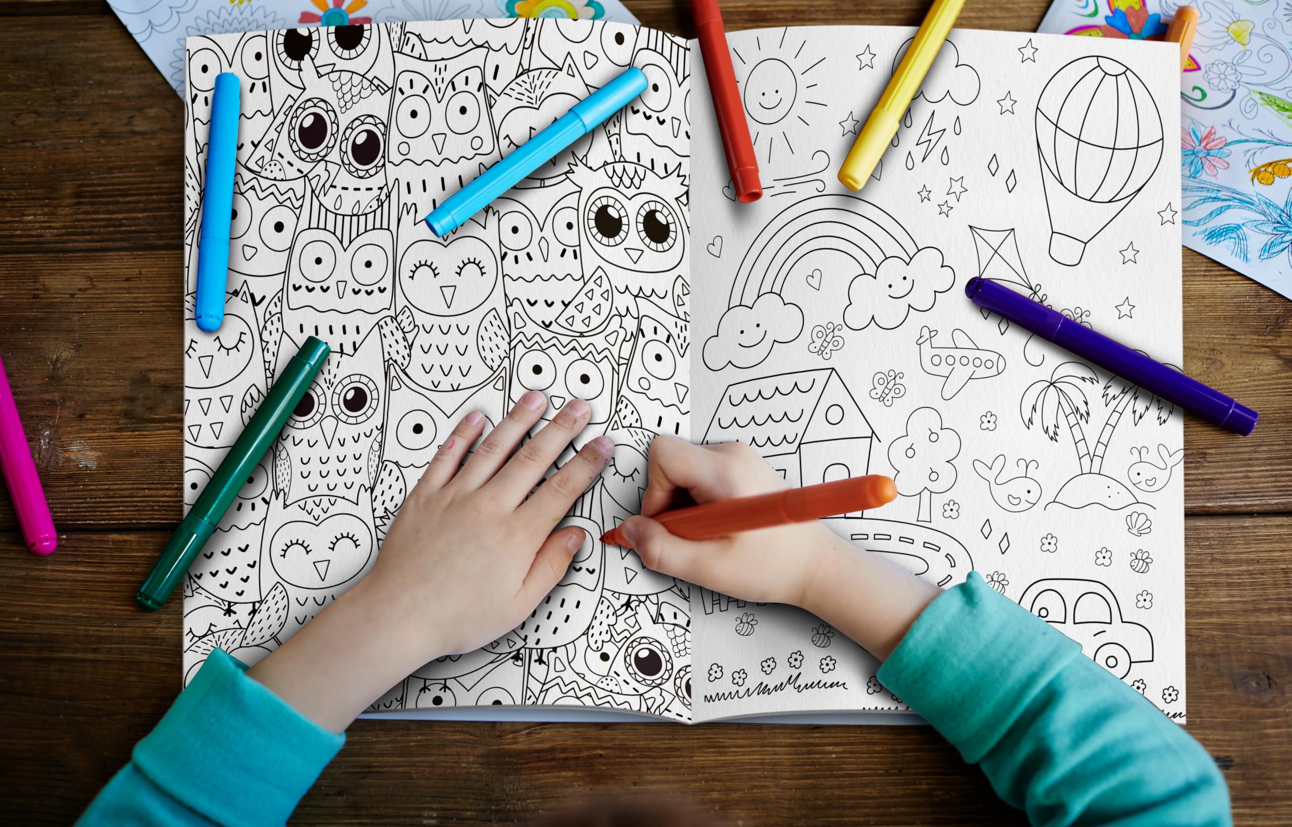 Doodle Colouring for kids - Blue Edition : Kids Colouring book, Colouring book for Toddlers, Fun learning colouring book, Colouring book for young learners