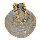 Ethnic Clutch Silk Potli Batwa Pouch Bag with Metal Bead work Gift For Women - Distacart