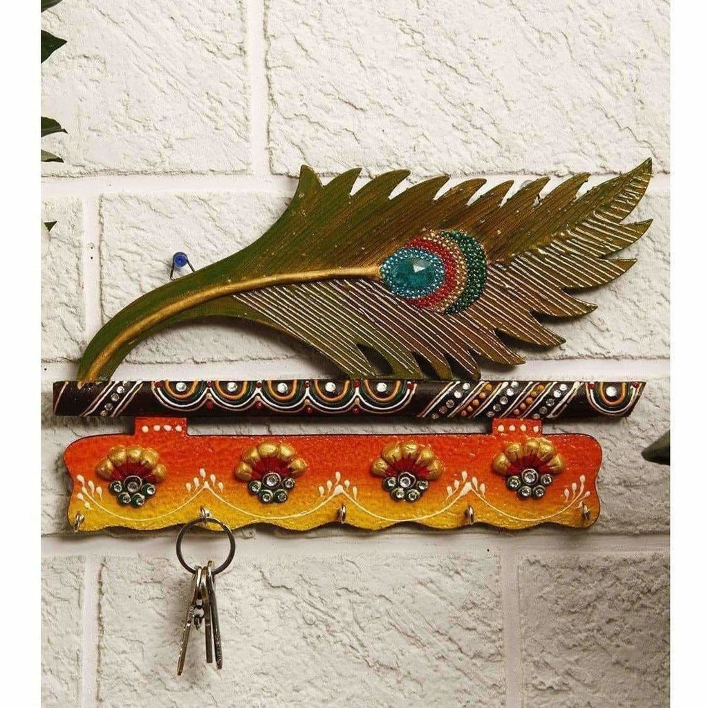 Jaipur Crafts Beautiful MorPankhi Wooden Key Holder