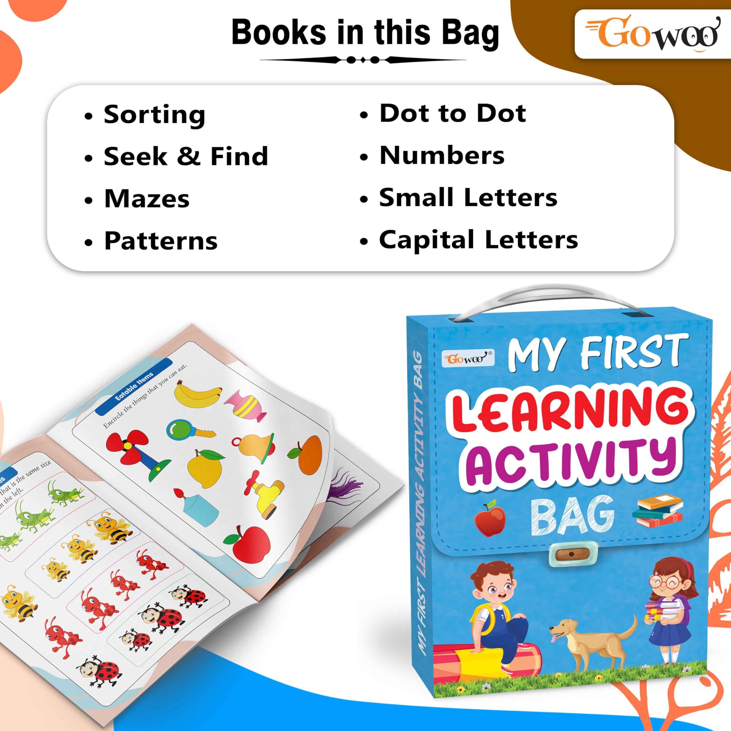 My First Learning Activity Bag : Educational activity books, Activity Bag for early learners, Kid's activity bag set-Ages 3-12, Mazes, Small Letters, Capital Letter and more | Activity Books