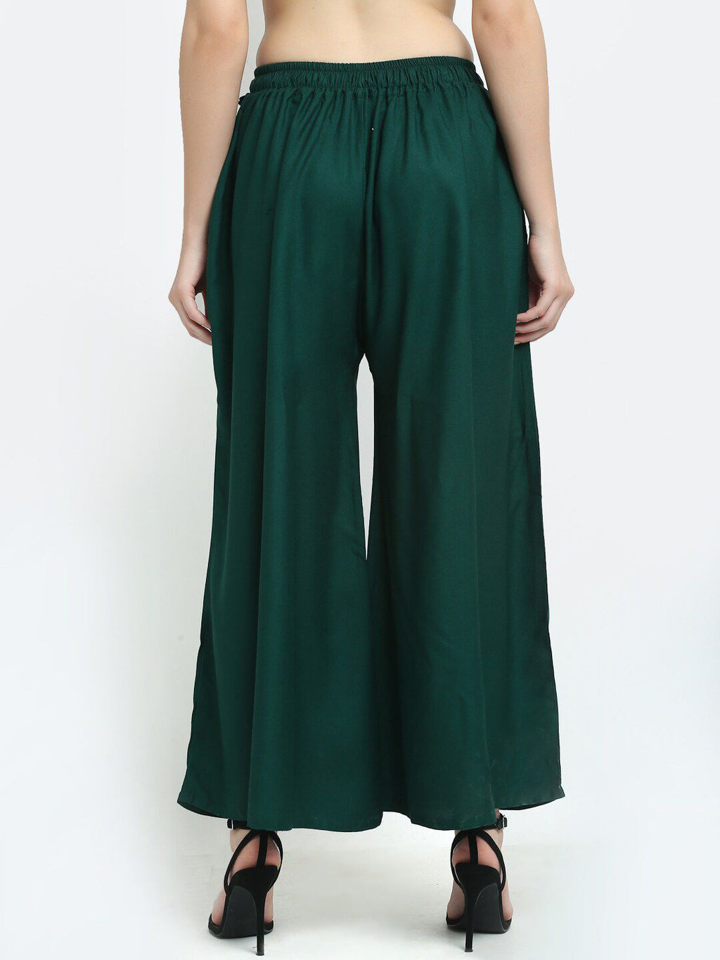 TAG 7 Women Pack of 2 Green Flared Ethnic Palazzos