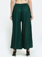 TAG 7 Women Pack of 2 Green Flared Ethnic Palazzos