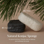 ILEM JAPAN Natural Konjac Body Sponge - Soft White Sponge for All Skin, Exfoliating, Gentle Japanese Skincare Tool for Bath & Shower | For Men & Women | Help Reduction of Fine lines & Wrinkles