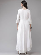 Yufta White Embroidered Ethnic Maxi Dress