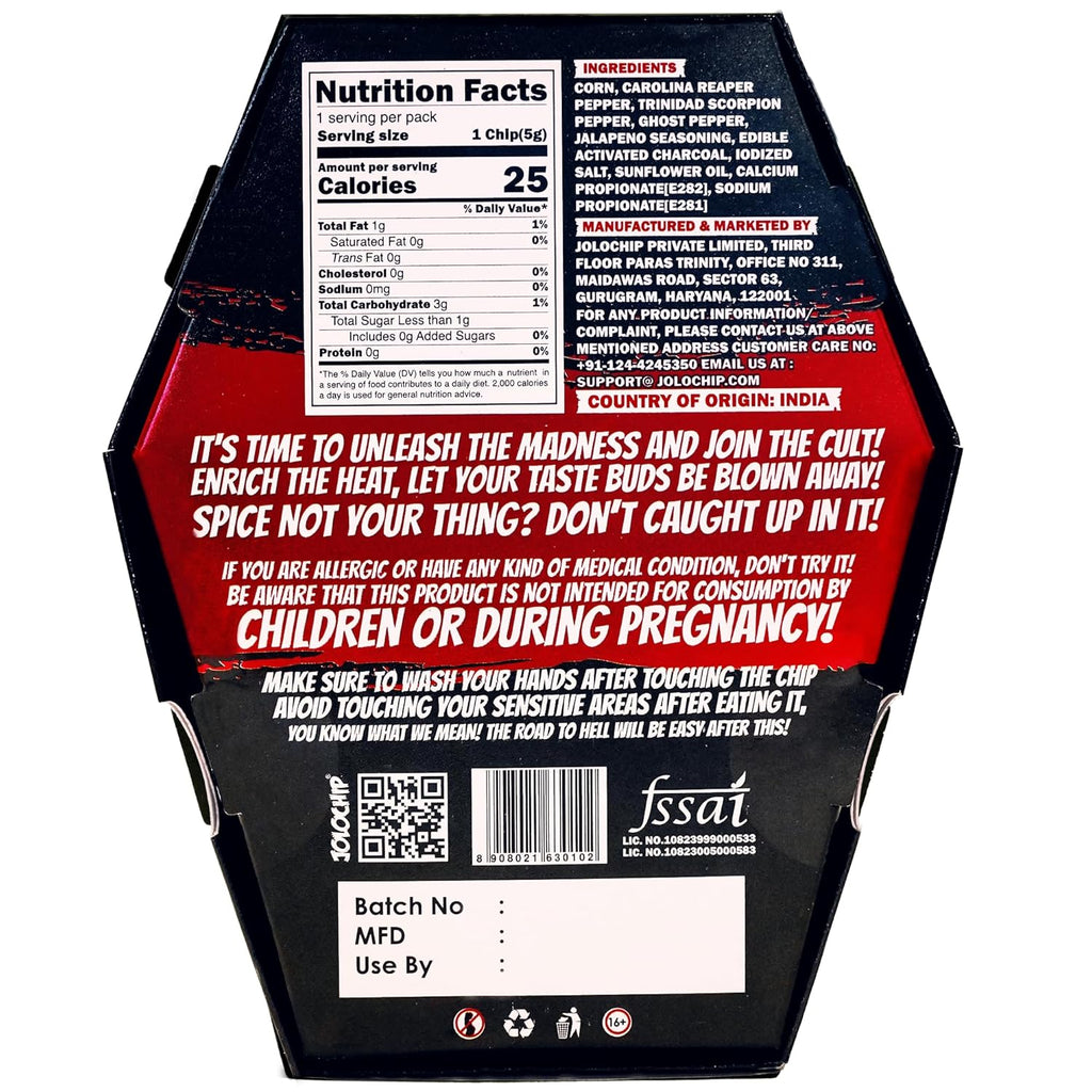 Jolochip LastChip-Challenge (Pack of 1) | Extreme Spicy Tortilla Chip | Hottest Chip in the World | Ultimate Hot Snack | 5 Grm