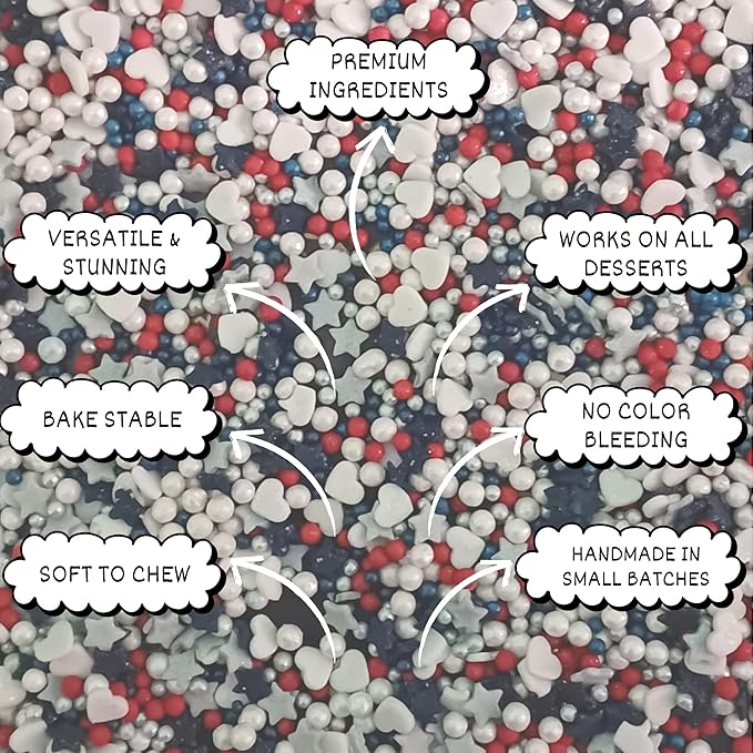 patriotic sprinkles for decoration 07 120 gm