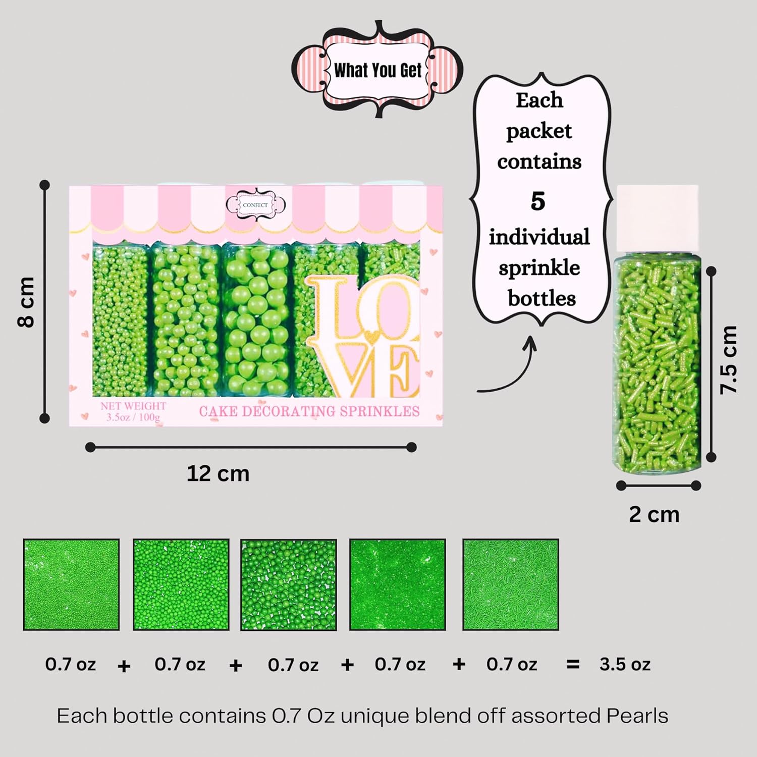 sprinkles for cakes cupcakes decoration usp 11pea green