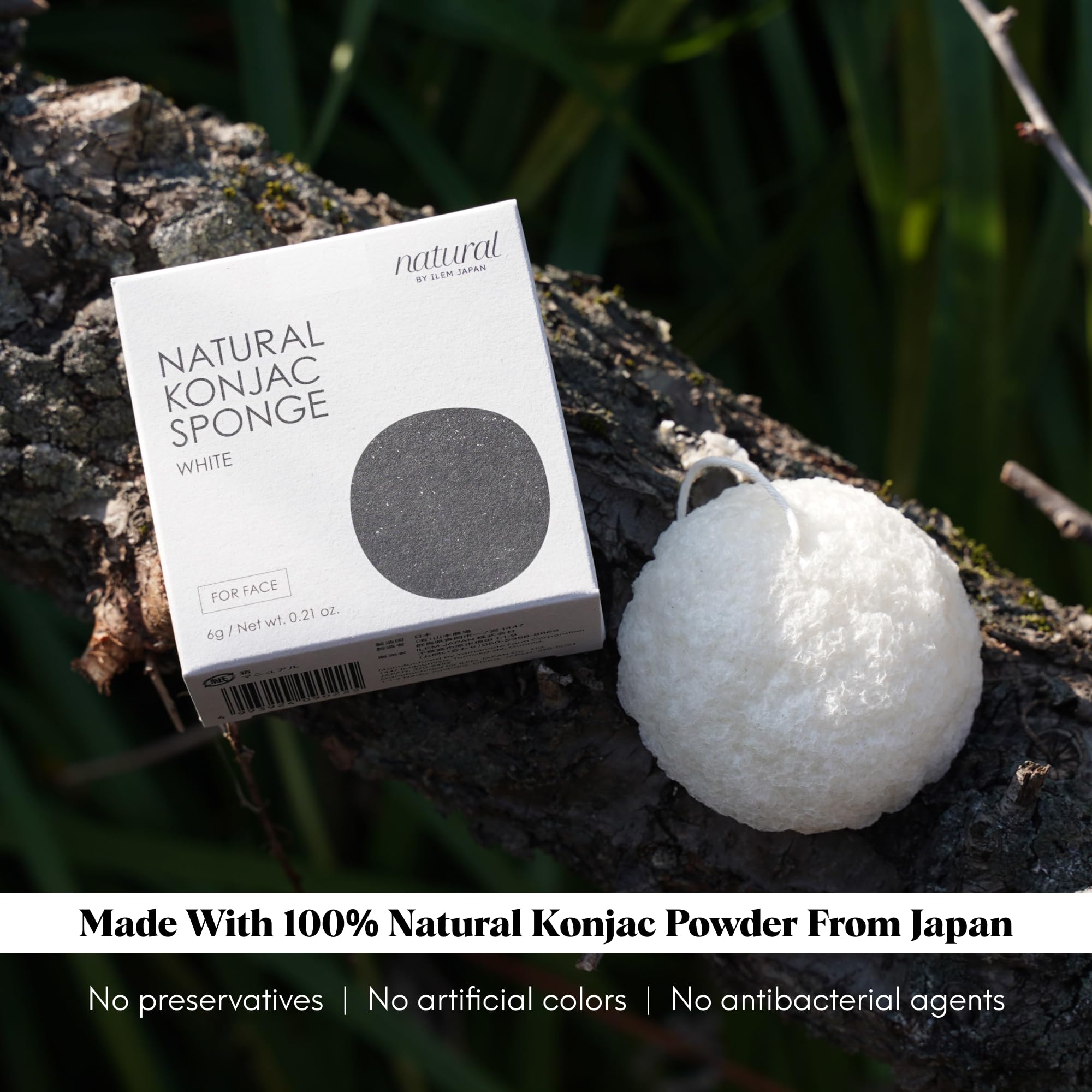 ILEM JAPAN Natural Konjac Sponge Face (White)